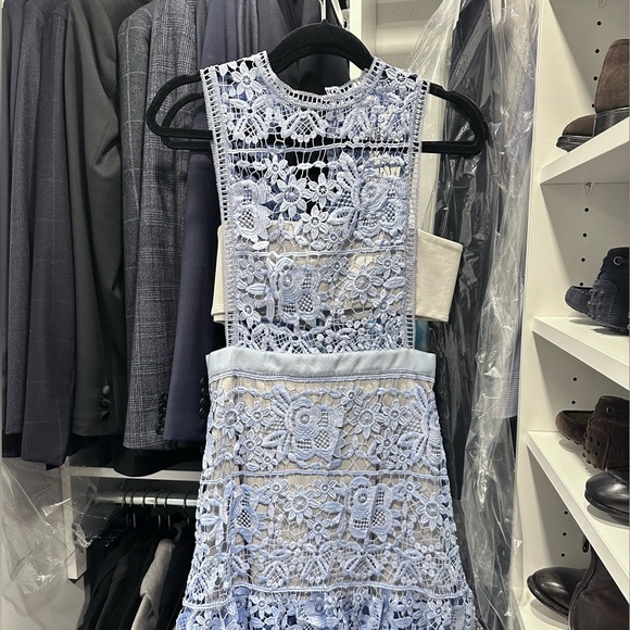 Self Portrait Guipure Lace Overlay Bandeau Cut Out Dress - Picture 2 of 3